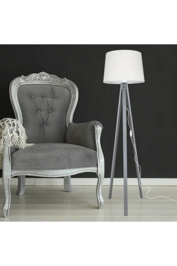 Modelight Deko Lambader Gri Ayak / Krem Şapka - Resim 3