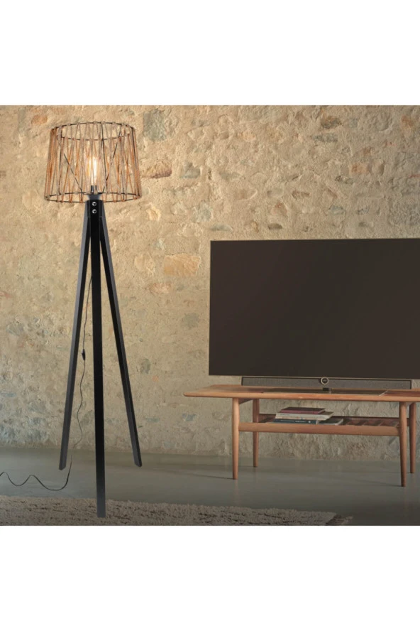 Modelight Deko Lambader Siyah Ayak / Siyah Halatlı Şapka - Resim 3