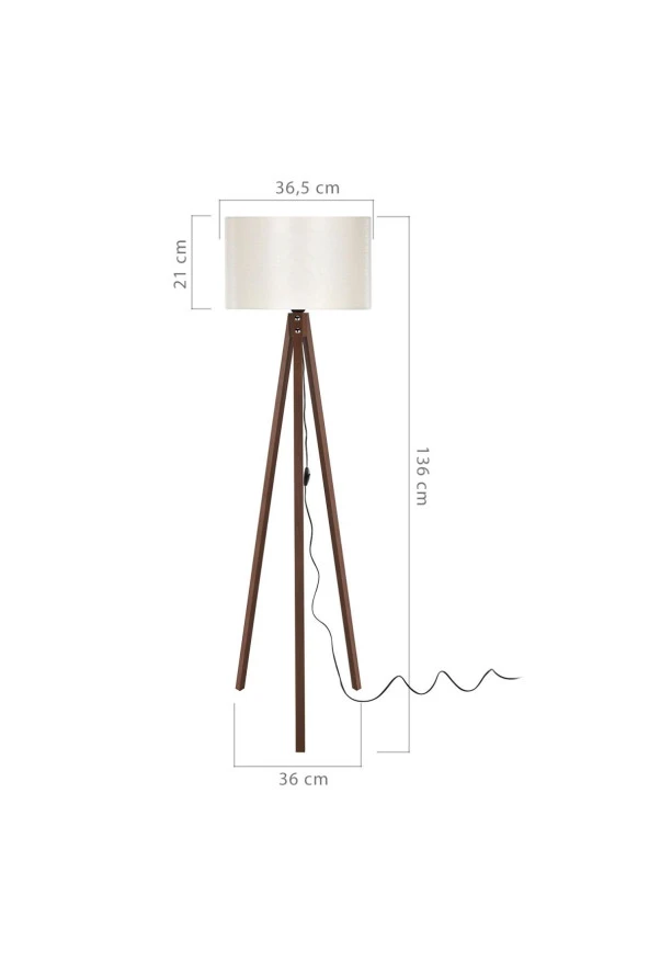 Modelight Piko Lambader Ceviz Ayak / Krem Şapka - Resim 4