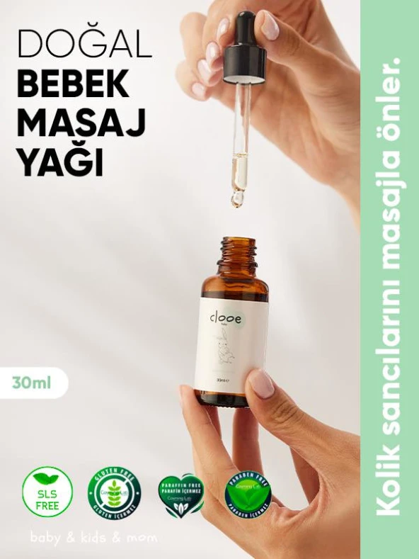 Clooe Bebek Masaj Yağı (30ml) - Kolik Sancısına Etkili, Rahatlatıcı, Doğal Formül