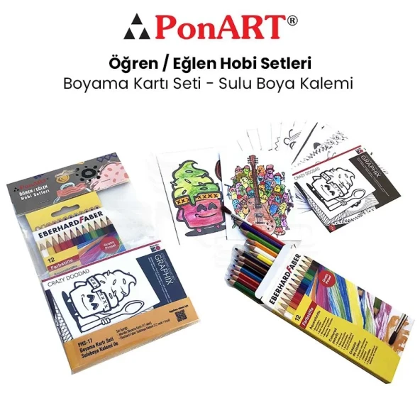 Ponart Boyama Kartı Seti - Sulu Boya Kalemi PHS-17 ürün görseli