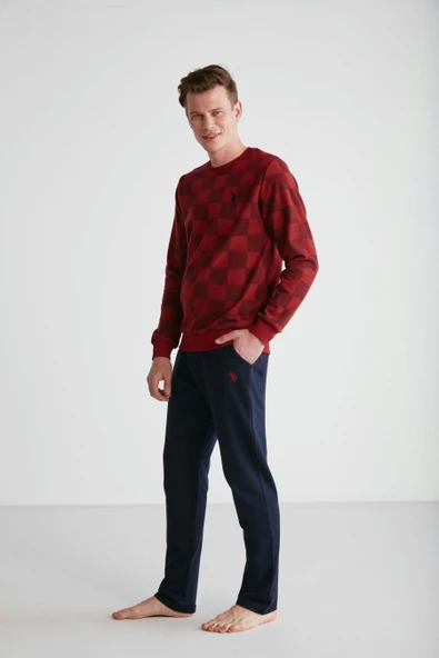 U.S Polo Assn 18713 Erkek Bordo Yuvarlak Yaka Pijama Takımı - 2