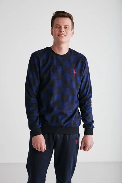 U.S Polo Assn 18713 Erkek Bordo Yuvarlak Yaka Pijama Takımı - 10