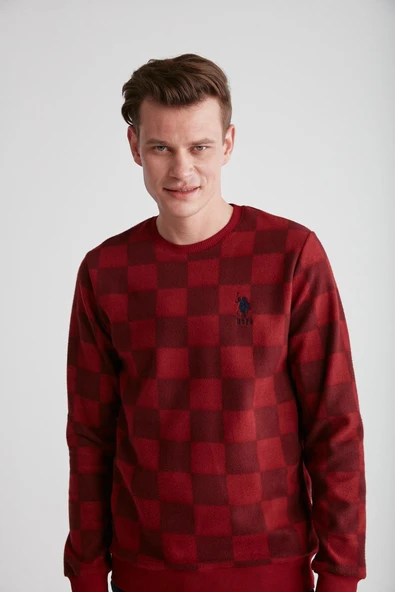 U.S Polo Assn 18713 Erkek Bordo Yuvarlak Yaka Pijama Takımı - 5