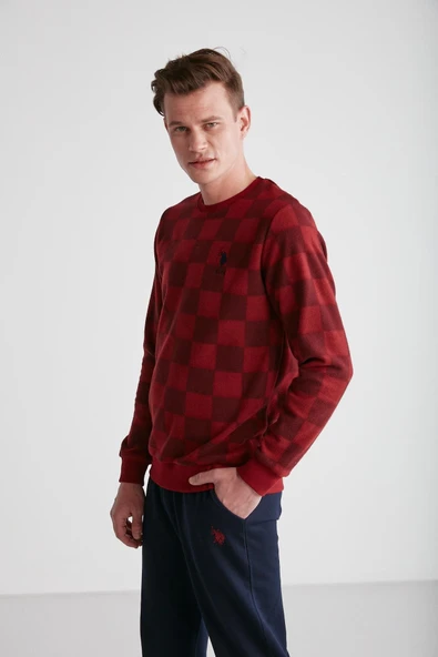 U.S Polo Assn 18713 Erkek Bordo Yuvarlak Yaka Pijama Takımı - 4