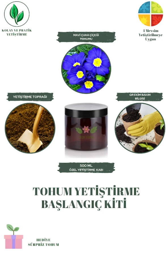 Mavi Çuha Çiçeği Tohumu Yetiştirme Kiti