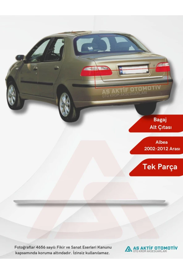 Fiat Albea SD Bagaj Alt Çıtası 2002-2012 Krom Paslanmaz Çelik