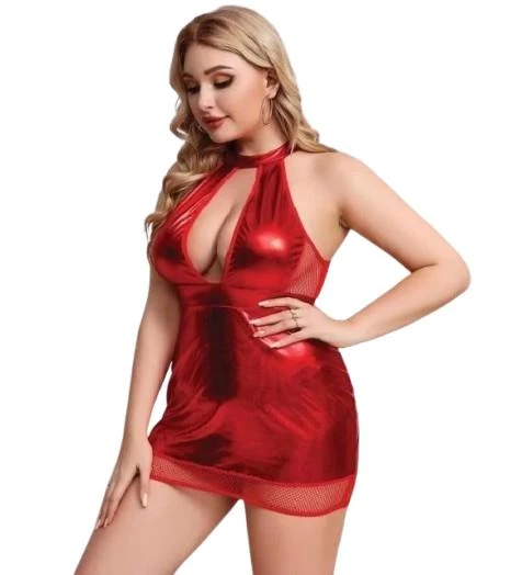 Real Passione Kadın Kırmızı Deri Görünümlü Gecelik 21021 ürün görseli 1