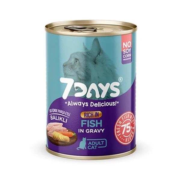 7 Days Balıklı Yetişkin  Kedi Konserve Maması 415 Gr