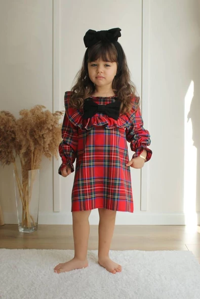 KIZ ÇOCUK FİYONK MODELLİ UZUN KOL ELBİSE - Resim 4