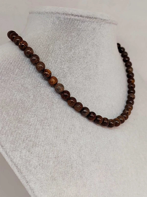 Bronzit Taşı Kolye 6mm - Resim 3