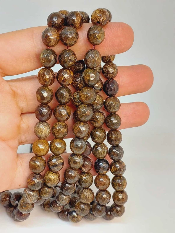 Bronzit Taşı Faset Kesim Dizi 8mm ürün görseli