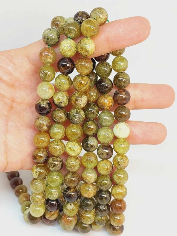 Yeşil Alacalı Lal (Granat) (Garnet) Taşı Dizi 10mm (49238) ürün görseli