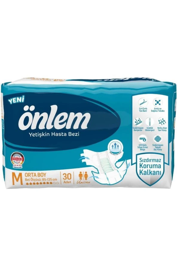 ÖNLEM Hasta Bezi Bel Bantlı Tekstil Yüzey Medium Orta (30 ADET)