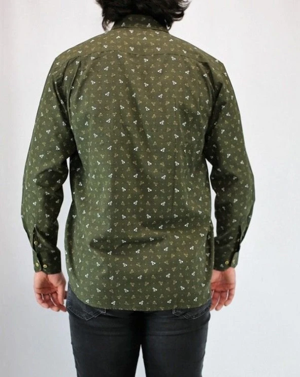 5203 Çiçek Desenli Klasik Gömlek - 2