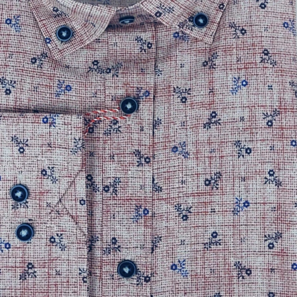 5203 Çiçek Desenli Klasik Gömlek - 8