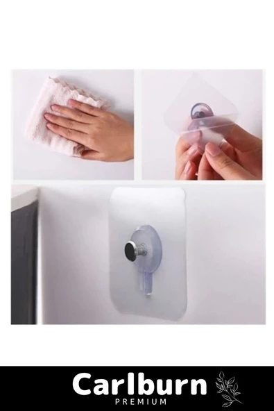 Özel Üretim Süper Güçlü Yapışkan Kanca İz Bırakmaz Paslanmaz Çelik Ultra Güçlü Vantuzlu Askı 2 Adet - 6