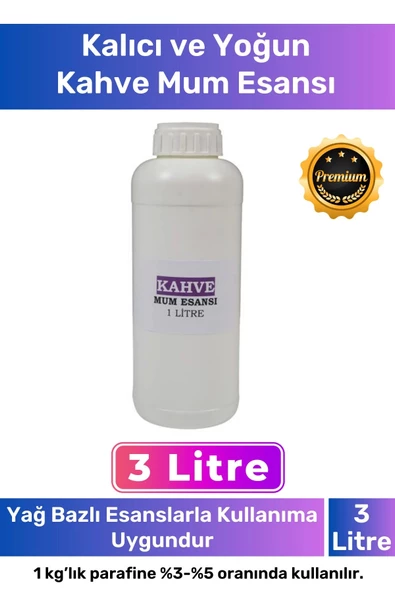 Özel Üretim Kalıcı Kaliteli Yoğun Yağ Bazlı Tüm Ürünlerle Kullanıma Uygun Kahve Mum Esansı 3 LT