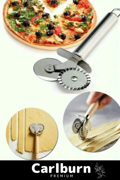 Premium Paslanmaz Çelik Dayanıklı Duvara Asılabilir Süper Keskin Çift Başlıklı Pizza Hamur Bıçağı - 3