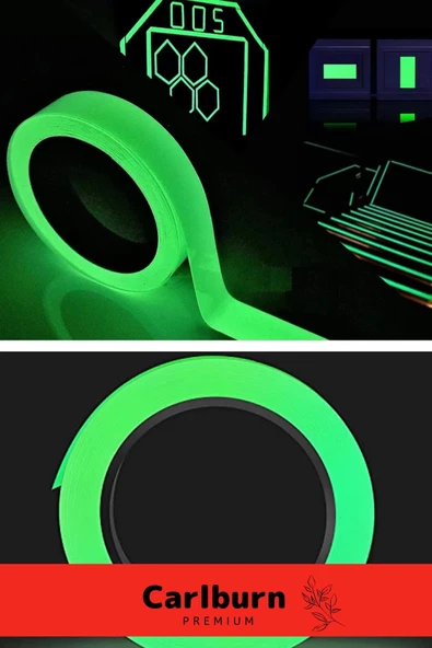 Karanlıkta Işık Veren Yansıyan 12 Metre Fosforlu Yeşil Şerit Bant Kendinden Yapışkan Reflektör Bant - 6