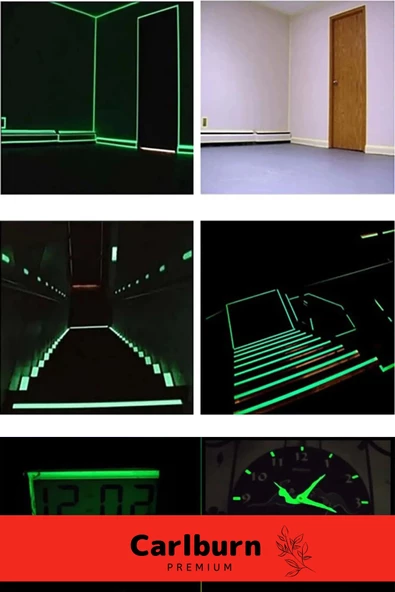 Karanlıkta Işık Veren Yansıyan 12 Metre Fosforlu Yeşil Şerit Bant Kendinden Yapışkan Reflektör Bant - 4