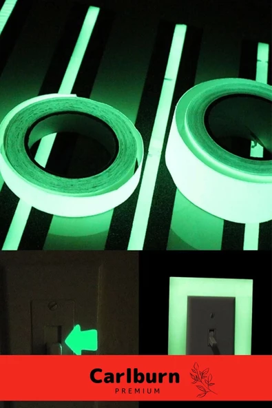 Karanlıkta Işık Veren Yansıyan 12 Metre Fosforlu Yeşil Şerit Bant Kendinden Yapışkan Reflektör Bant - 7