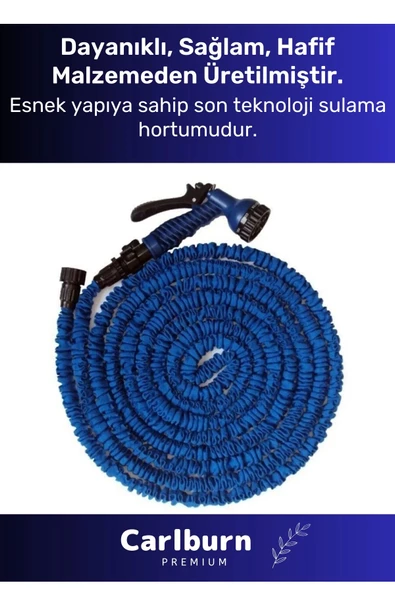 Özel Üretim Dolaşmaz Kırılmaz 7 Kademeli Uzayan Bahçe Sulama Araç Yıkama Tabancalı 22,5 Metre Hortum - 2