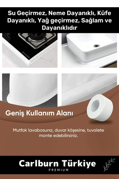 Premium Lavabo Küvet Pvc Su Geçirmez Sızdırmaz Dayanıklı Yağ Kenar Küf Önleyici 1.5m İzolasyon Bant - 7