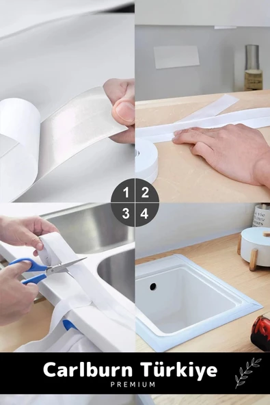 Premium Lavabo Küvet Pvc Su Geçirmez Sızdırmaz Dayanıklı Yağ Kenar Küf Önleyici 1.5m İzolasyon Bant - 6