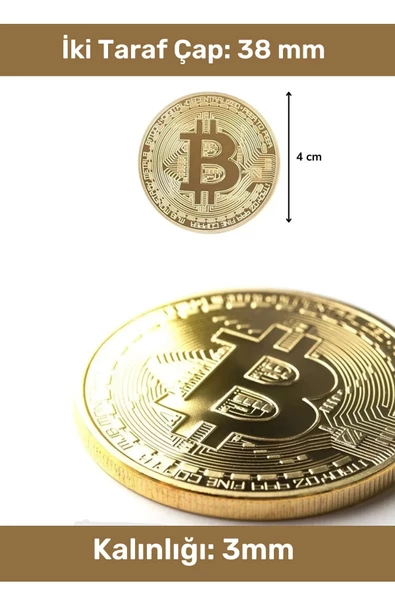 Özel Kutulu Hediyelik Kripto Hatıra Koleksiyon Bitcoin Madeni Para Altın Rengi 10'lu Set - 2