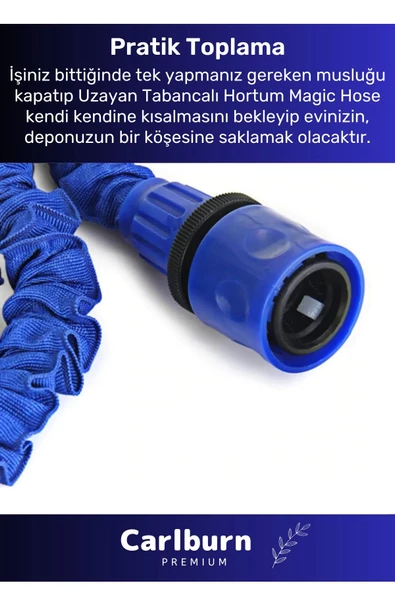 Özel Üretim Dolaşmaz Kırılmaz 7 Kademeli Uzayan Bahçe Sulama Araç Yıkama Tabancalı 22,5 Metre Hortum - 4