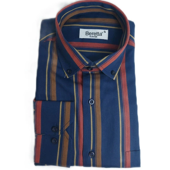 5100 Çizgili Classic Gömlek - Resim 2