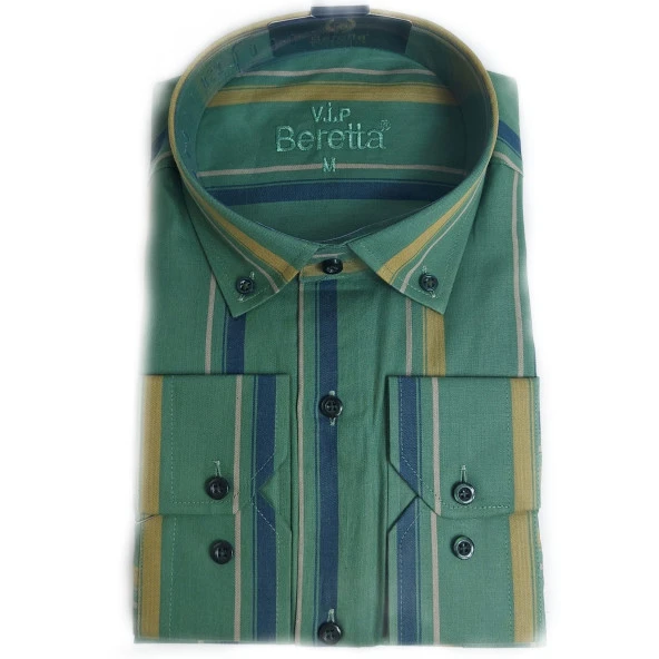 5100 Çizgili Classic Gömlek - Resim 3