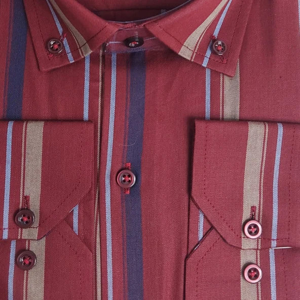 5100 Çizgili Classic Gömlek - Resim 4