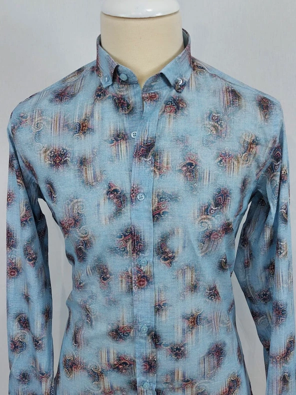 2581 Desenli Slim Fit Gömlek - 2