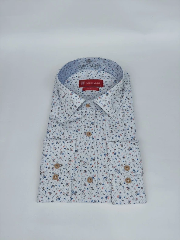 26332 Çiçek Desenli Slim Fit Gömlek - 2