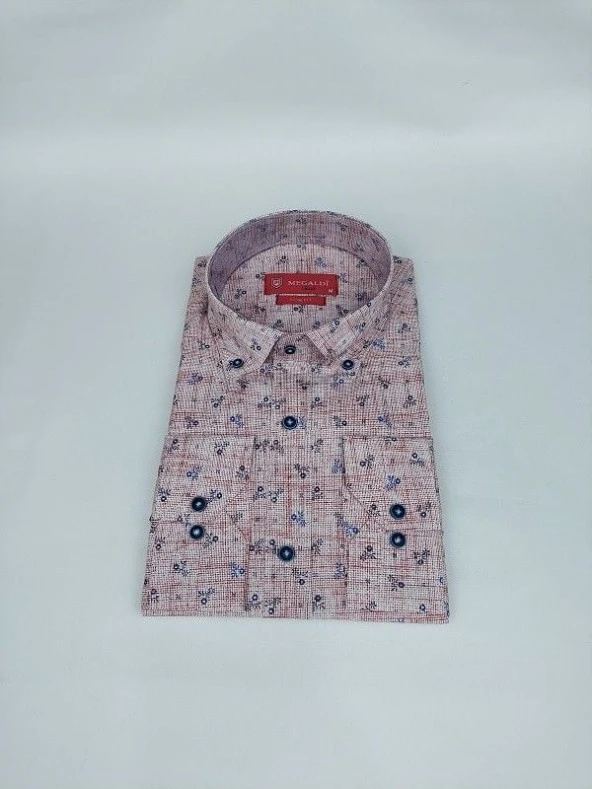 2484 Çiçek Desenli Slim Fit Gömlek