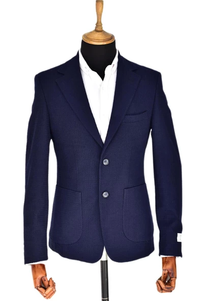 Erkek Tek Spor Ceket Çift Yırtmaçlı Gofre BGL-ST03587 - Resim 4