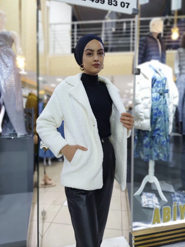 3686 İçi Astarlı Peluş Ceket - 6