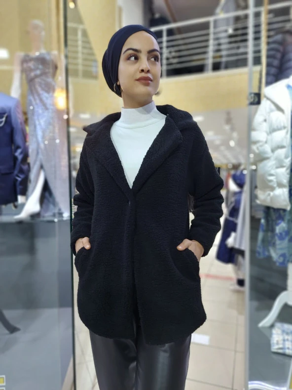 3686 İçi Astarlı Peluş Ceket - 8