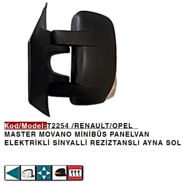 MASTER MOVANO SOL DIŞ DİKİZ AYNA ELEKTRİKLİ SİNYALLİ