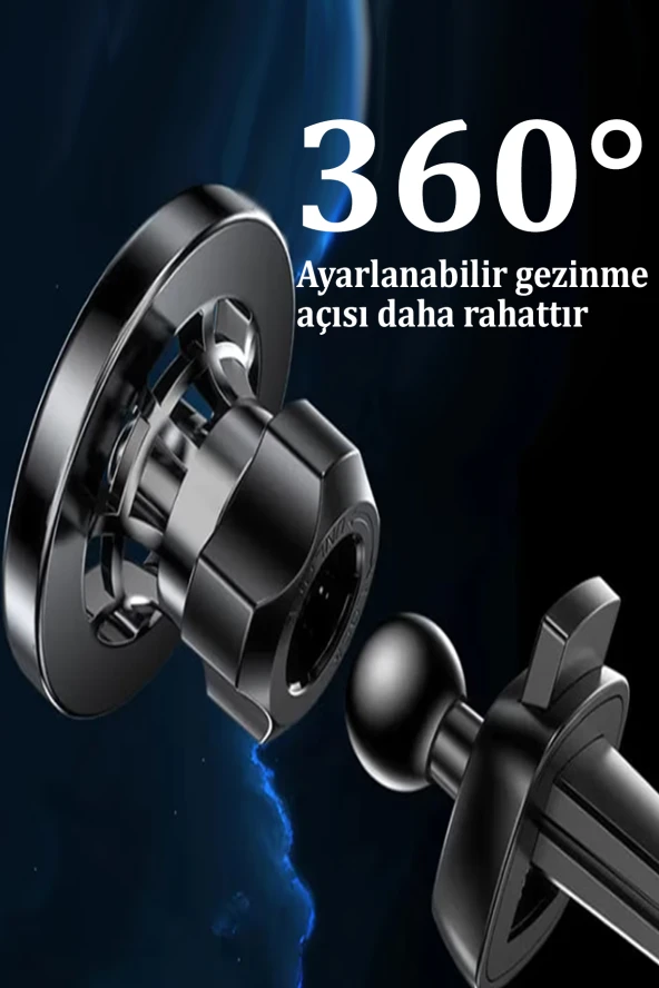 Qpen C158 2in1 Klipsli ve Yapışkanlı 360° Magsafe Araç Tutucu - Resim 5