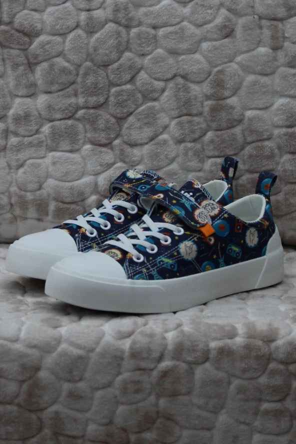 Vicco 346.F24Y.141-11 Lee Saks Mavi Keten Sneaker Erkek Çocuk Ayakkabı - Resim 2