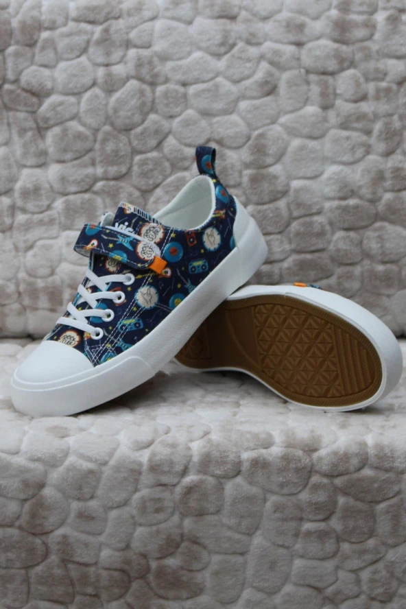 Vicco 346.F24Y.141-11 Lee Saks Mavi Keten Sneaker Erkek Çocuk Ayakkabı - Resim 4