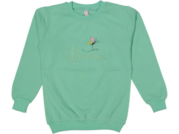 Kız Çocuk Mevsimlik Kelebek Nakışlı Sweatshirt BGL-ST03638