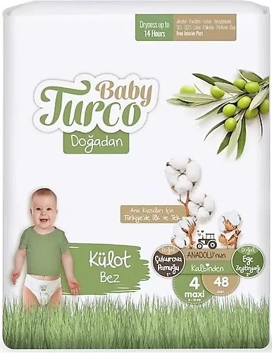 Baby Turco Külot Bebek Bezi Doğadan Beden:4 (8-18KG) Maxi 192 Adet Süper Ekonomik Fırsat Pk - 2