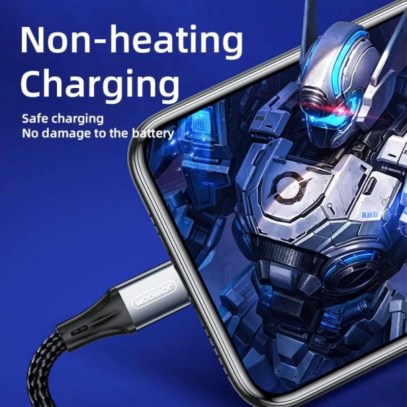 Joyroom S-1230N6 iPhone Lightning Hızlı Şarj ve Data Kablosu Örgü 3A 1.2M Siyah - Resim 5