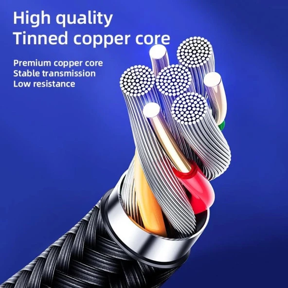 Joyroom S-1230N6 Mikro Hızlı Şarj ve Data Kablosu Örgü 3A 1.2M Kırmızı - Resim 4