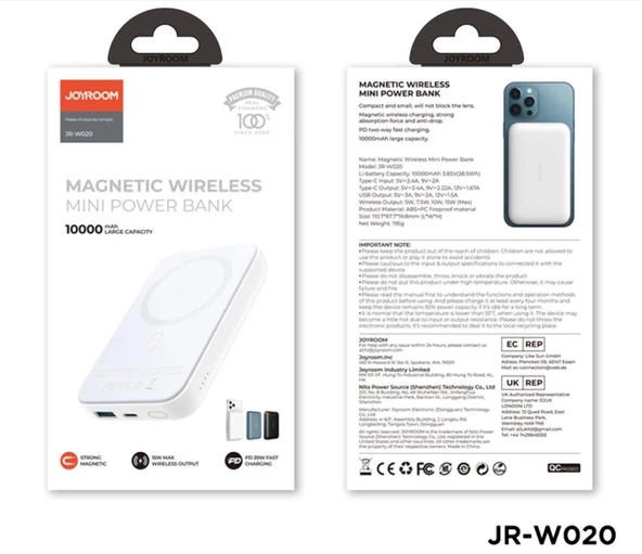 Joyroom JR-W020 Magsafe Powerbank Kablosuz Şarj Cihazı10000 mAh