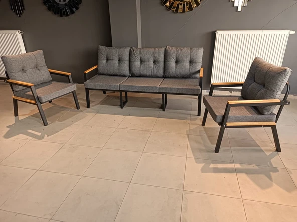 SERDEM-(ESTER)-3+1+1 BAHÇE BALKON MOBİLYASI KOLTUK GRİ ürün görseli